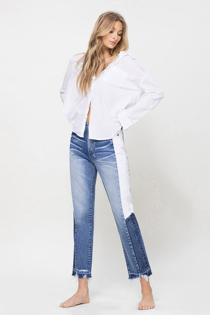 Super High Rise Side Blocking Panel Jeans