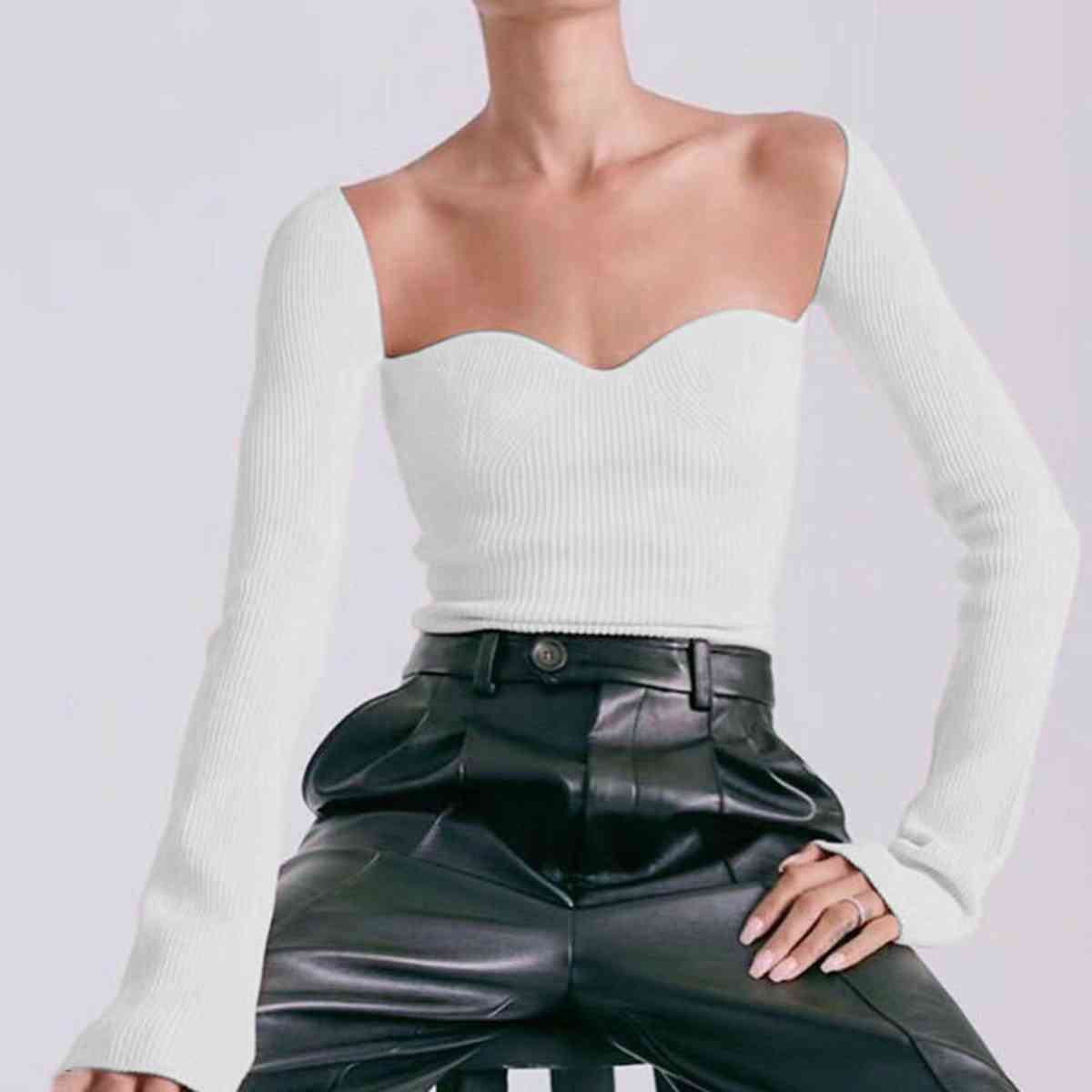 Shilo Sweetheart Long Sleeve Knit Top