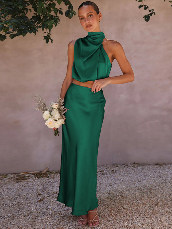 Elegant Draped Skirt Set