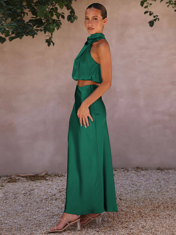 Elegant Draped Skirt Set