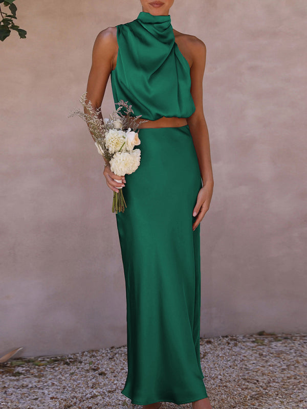 Elegant Draped Skirt Set