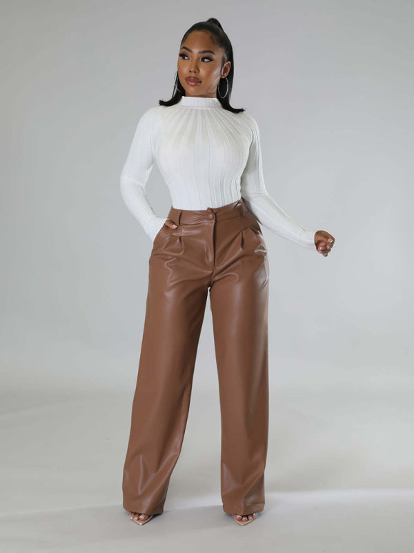 Falynn Faux Leather Wide Leg Pants
