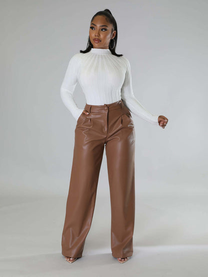 Falynn Faux Leather Wide Leg Pants