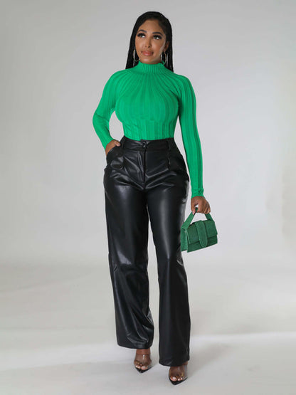 Falynn Faux Leather Wide Leg Pants