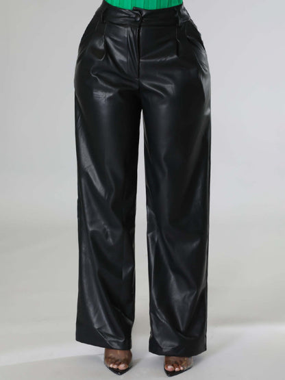 Falynn Faux Leather Wide Leg Pants