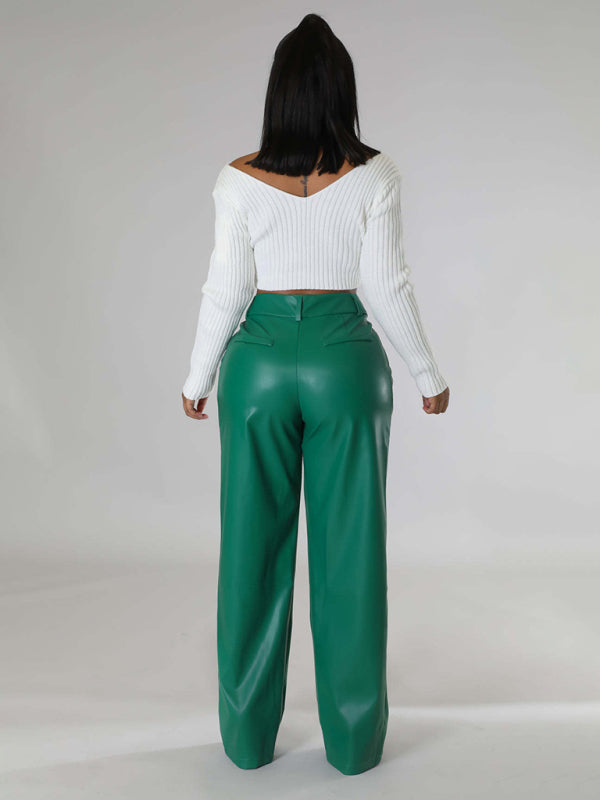 Falynn Faux Leather Wide Leg Pants