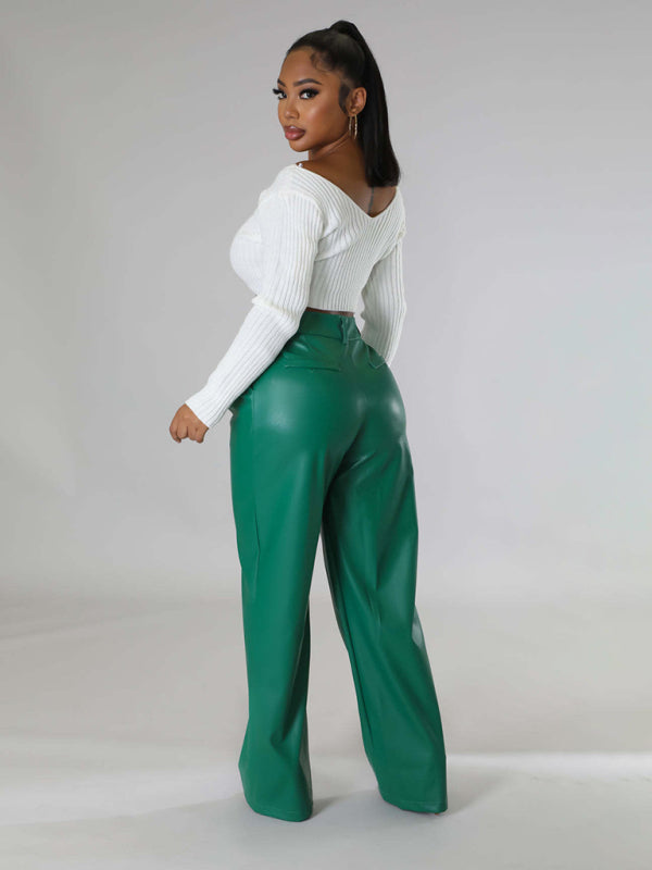 Falynn Faux Leather Wide Leg Pants