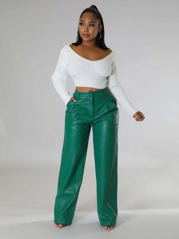 Falynn Faux Leather Wide Leg Pants