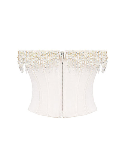 Cy Cream Fishbone Bandeau Top